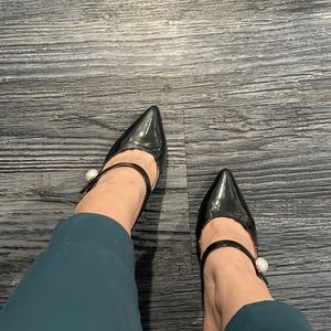 Halogen black Pearl Slip on Mule Heels